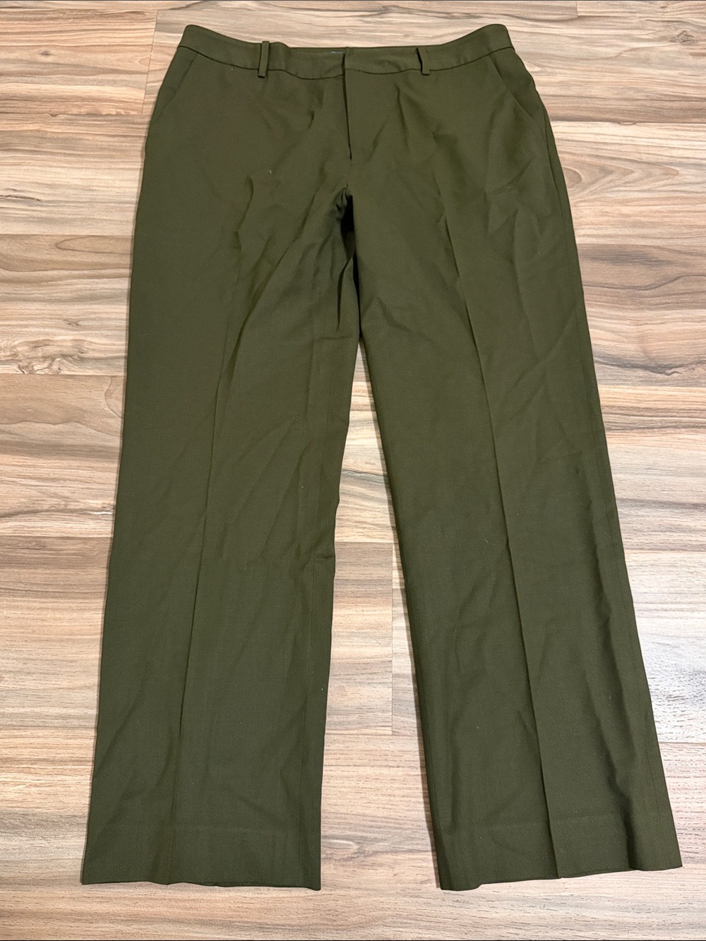 Lauren Ralph Lauren Olive Green Wool Blend Straight Leg Dress Pants Women 14